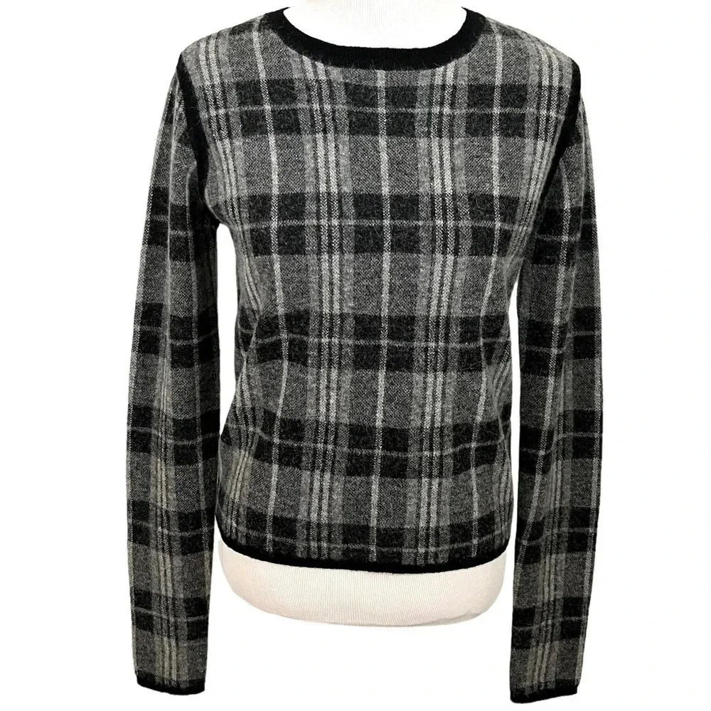 Paige Black & Gray Plaid Sweater - Size Medium